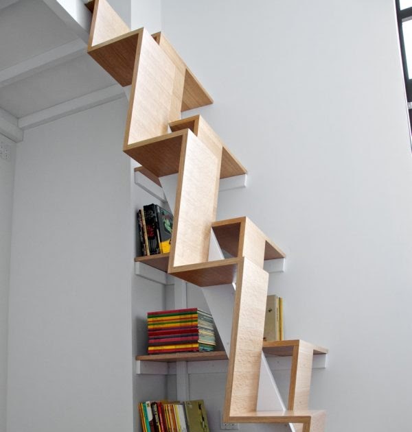 Bookshelf Alternate tread stair bookcase