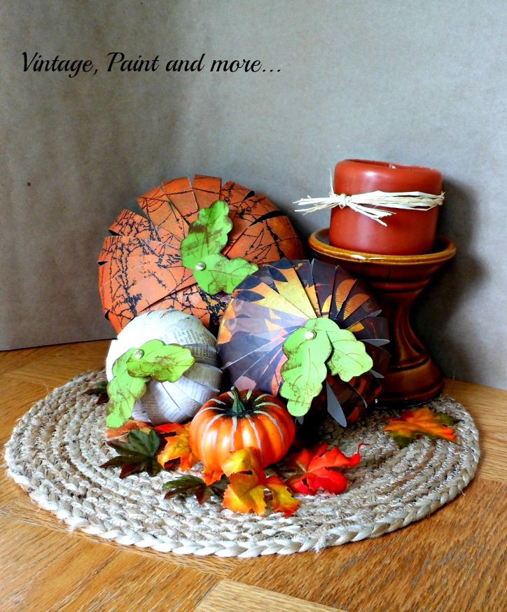 Vintage, Paint and more... Pumpkins made from strips of scrapbook paper