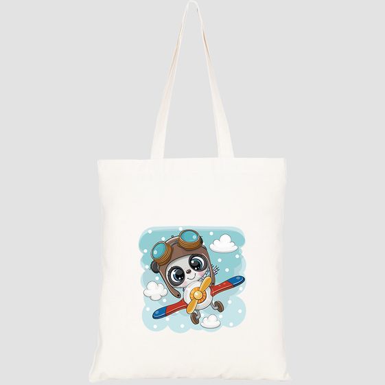 TÚI VẢI TOTE CANVAS IN HÌNH CUTE CARTOON PANDA FLYING ON HT494 – HTFASHION