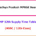 MPBSE HSSC 12th Supplementary Time Table 2023