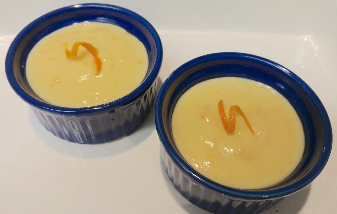 This orange pudding has buried treasure