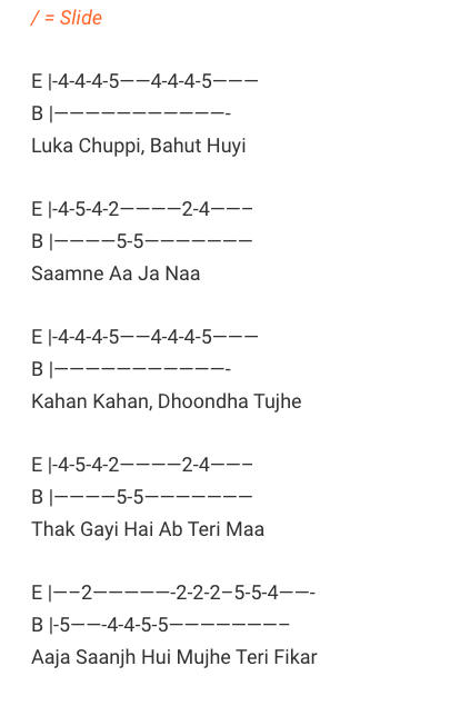 Luka Chuppi Bahut Huyi Tab / Rang De Basanti / Guitar Tabs / Lead Notes / Hindi Songs Tabs / Lata Mangeshkar & A.R. Rehman / Best of Bollywood / Luka Chuppi Bahut Huyi Rang De Basanti Movie