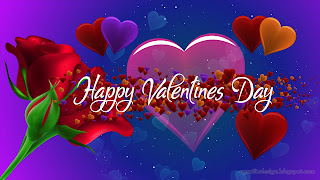 Romantic Happy Valentines Day With Fantasy Rose Flowers And Hearts Design