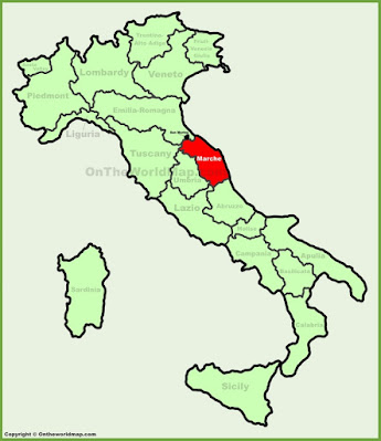 Italian wine map highlighting le Marche