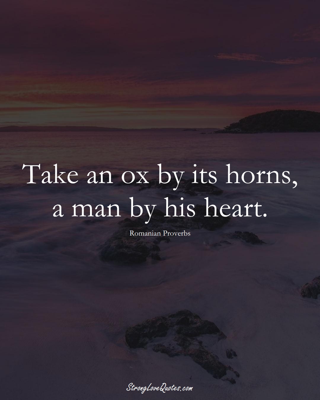 Take an ox by its horns, a man by his heart. (Romanian Sayings);  #EuropeanSayings