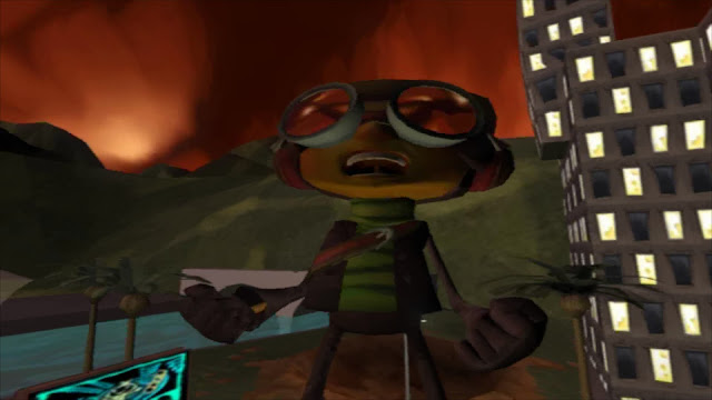 Screenshot of Raz as a Godzilla like monster in Psychonauts