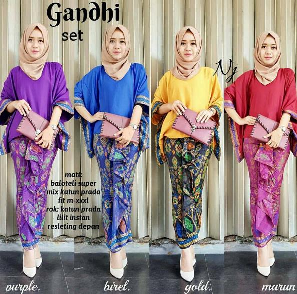 Model Rok Blus Batik Muslimah Panjang Terbaru Brokat 