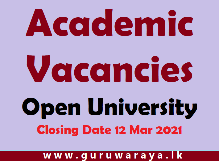 Academic Vacancies : Open University 