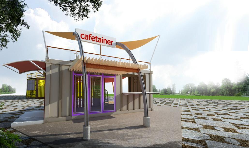 Jasa gambar desain  out door coffe shop 3D Colorful 