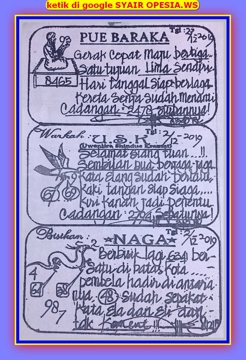 Kode Syair Singapore 2 Desember 2019 Forum Syair Togel Hongkong Singapura Sydney