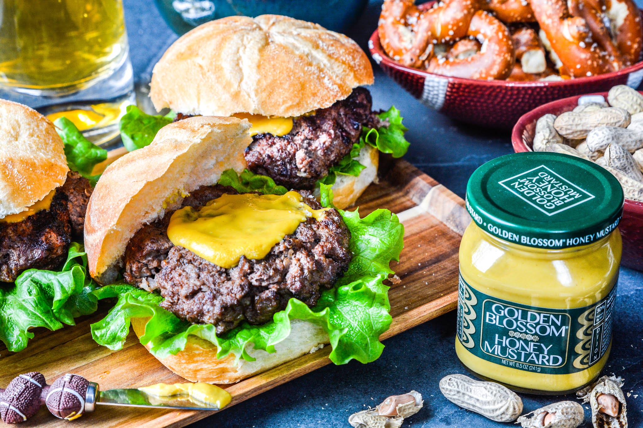 Theresa's Mixed Nuts Honey Mustard Burgers