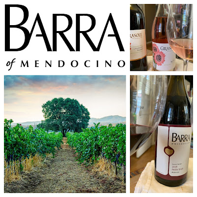 Barra of Mendocino winery and wine bottles collage