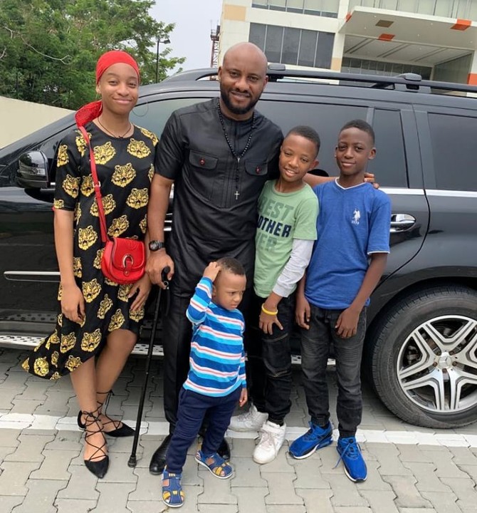 Adorable photo of Yul Edochie and his children