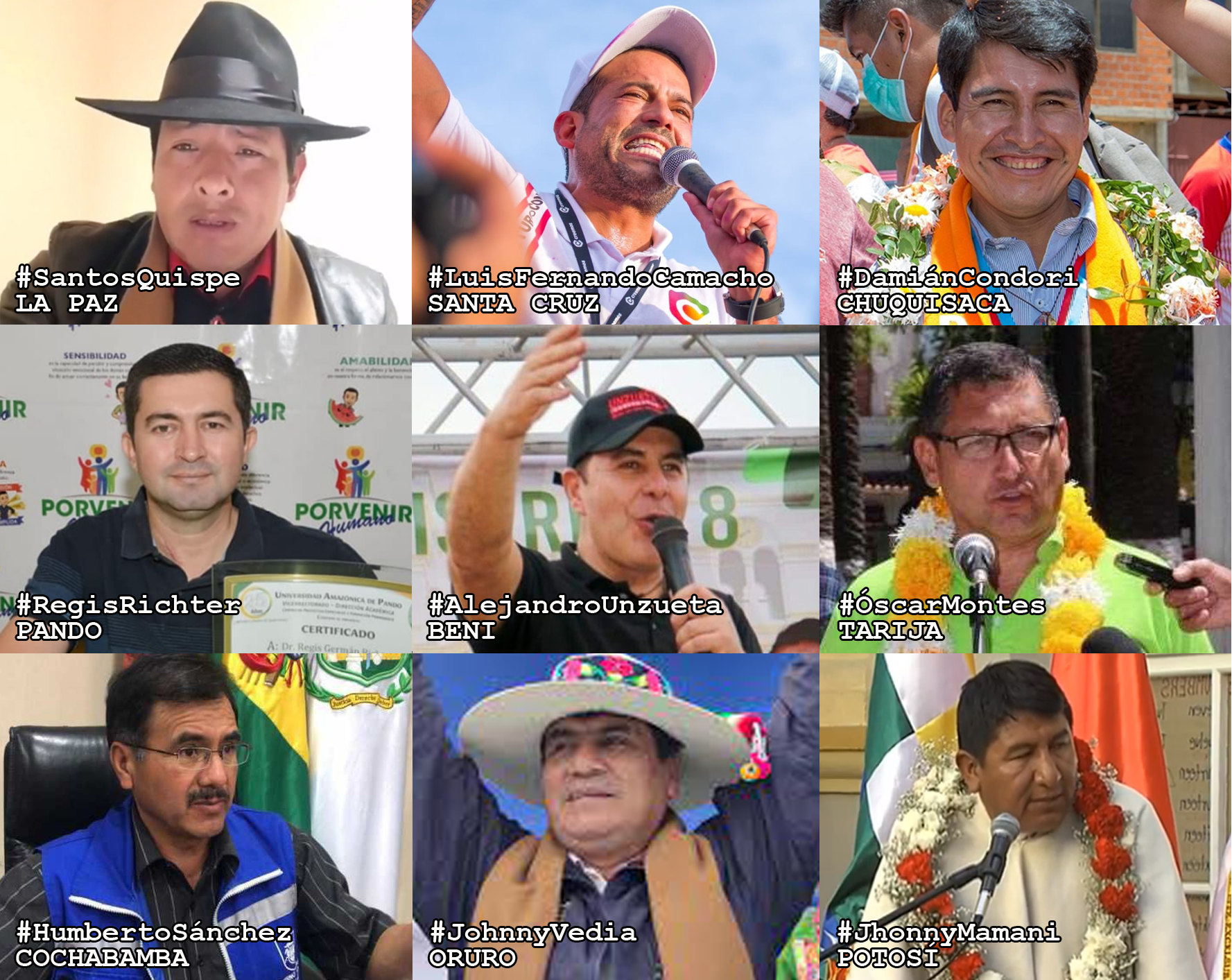 Los nueve gobernadores que asumirán sus cargos el 3 de mayo / MONTAJE WEB 