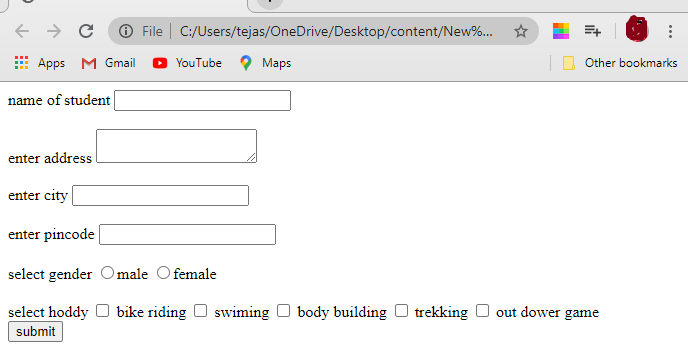 write a HTML program to create form