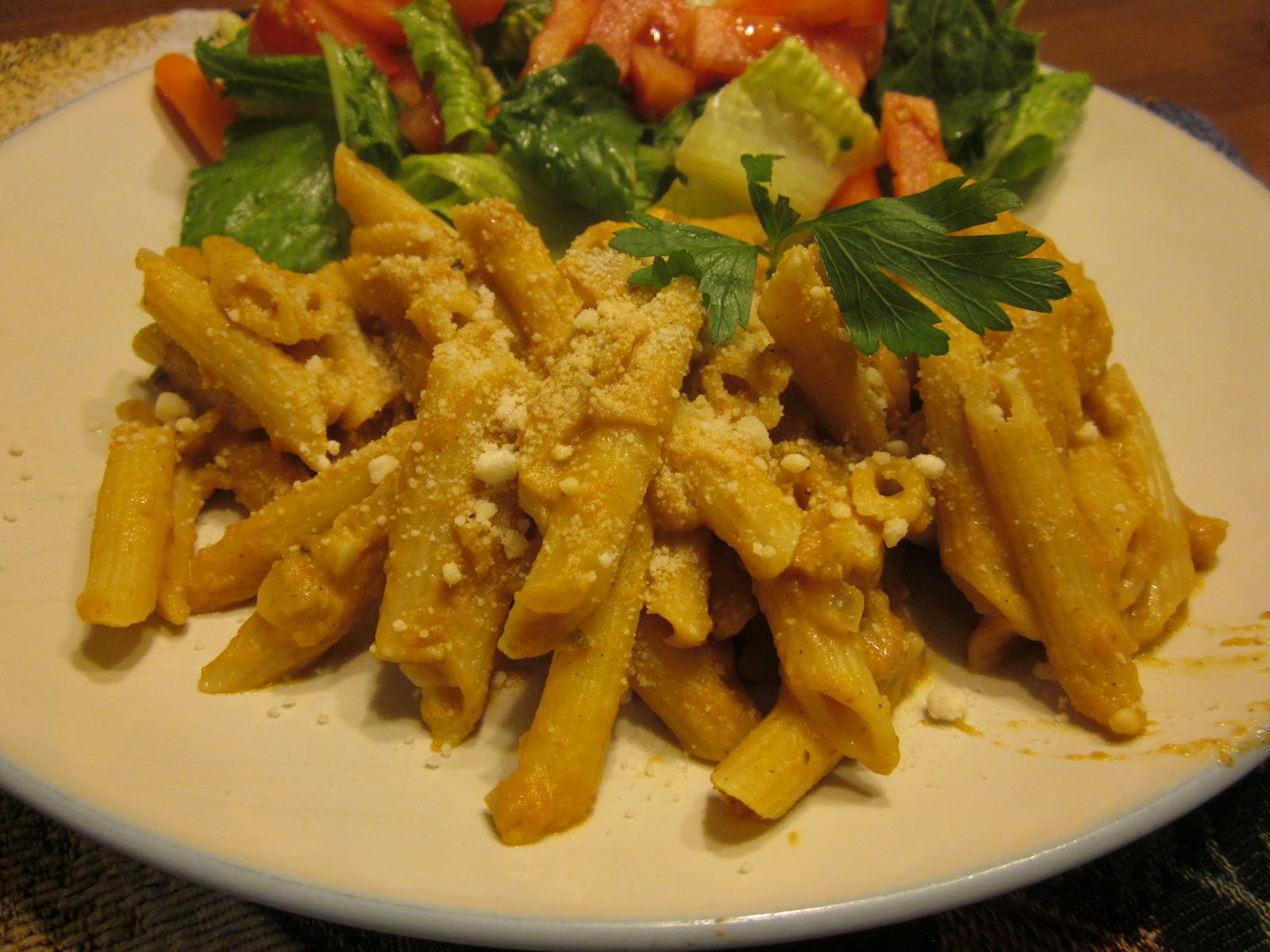 2 Girls on a Mission Pasta with Pumpkin Sauce