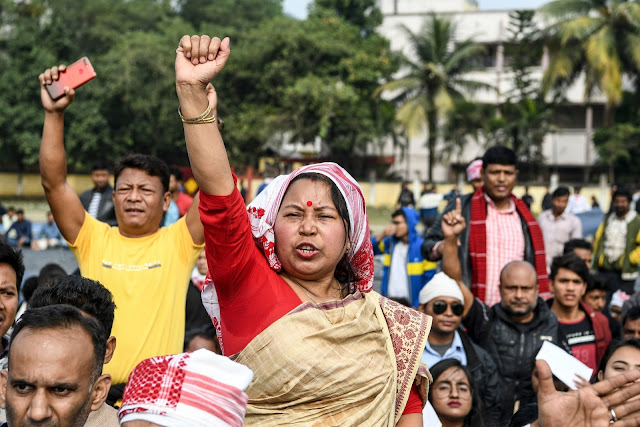 Demonstrators protest Citizenship Amendment Bill, Guwahati, India