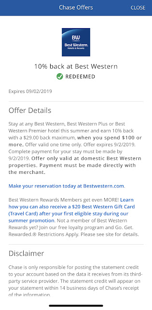 Chase Best Western Offer