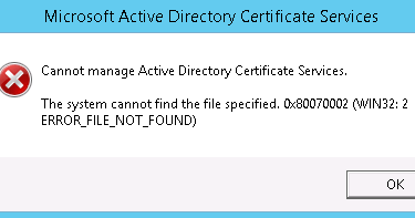 Cannot manage Active Directory Certificate ... - Clint Boessen's Blog
