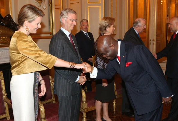 Princess Mathilde and Prince Philippe of Belgium met Congolese Ambassador Roger Julien Menga