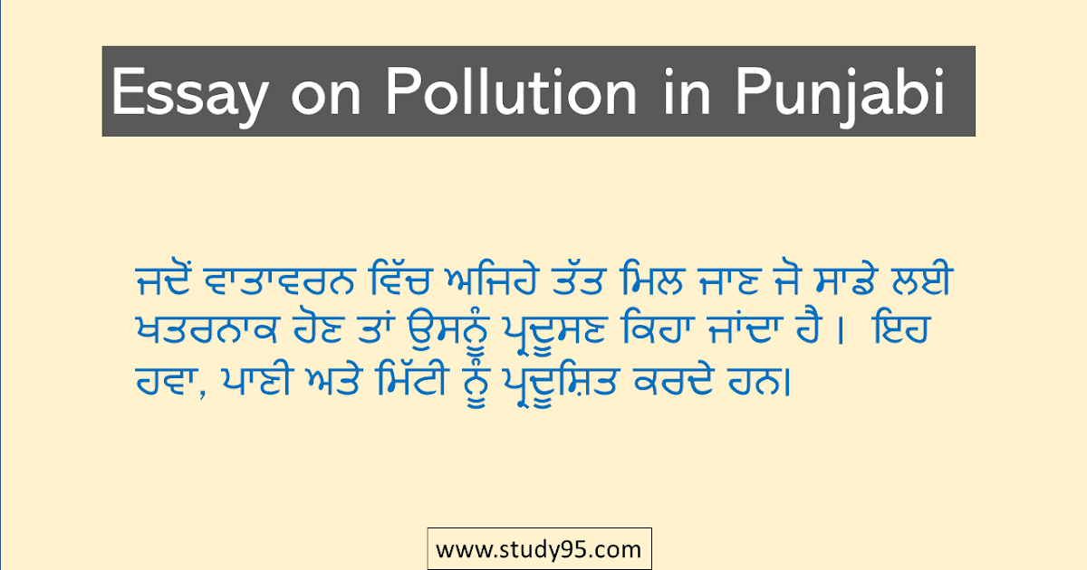 essay on pollution in punjabi