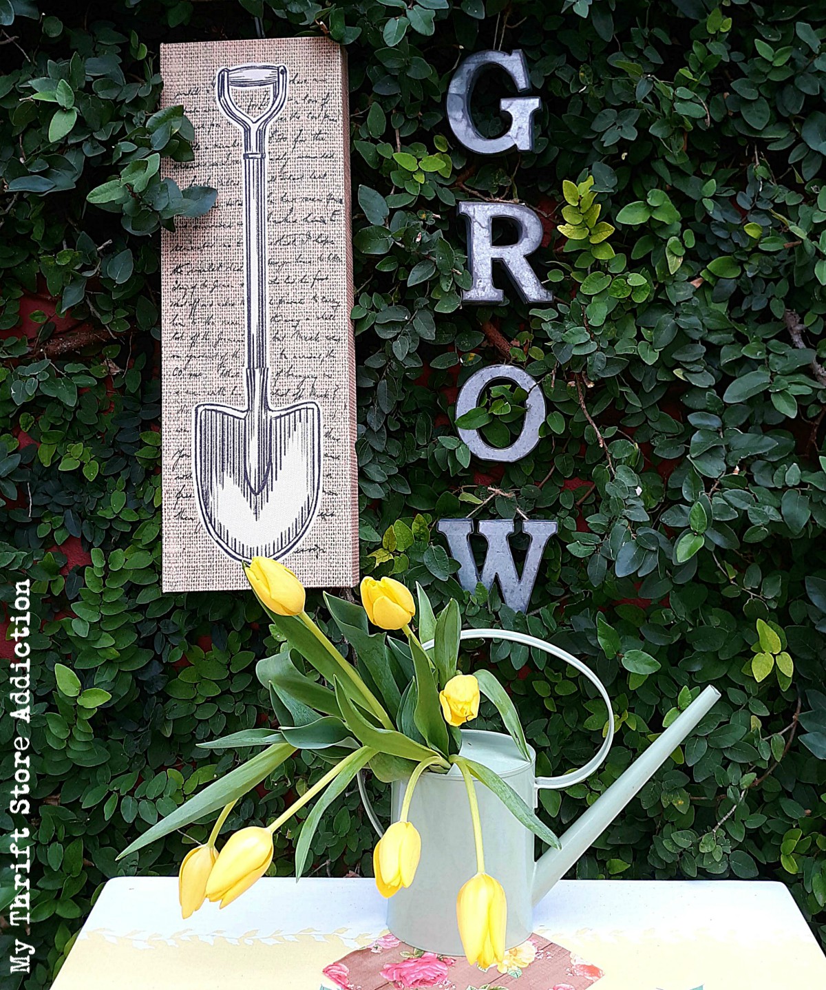 spring tablescape in the garden