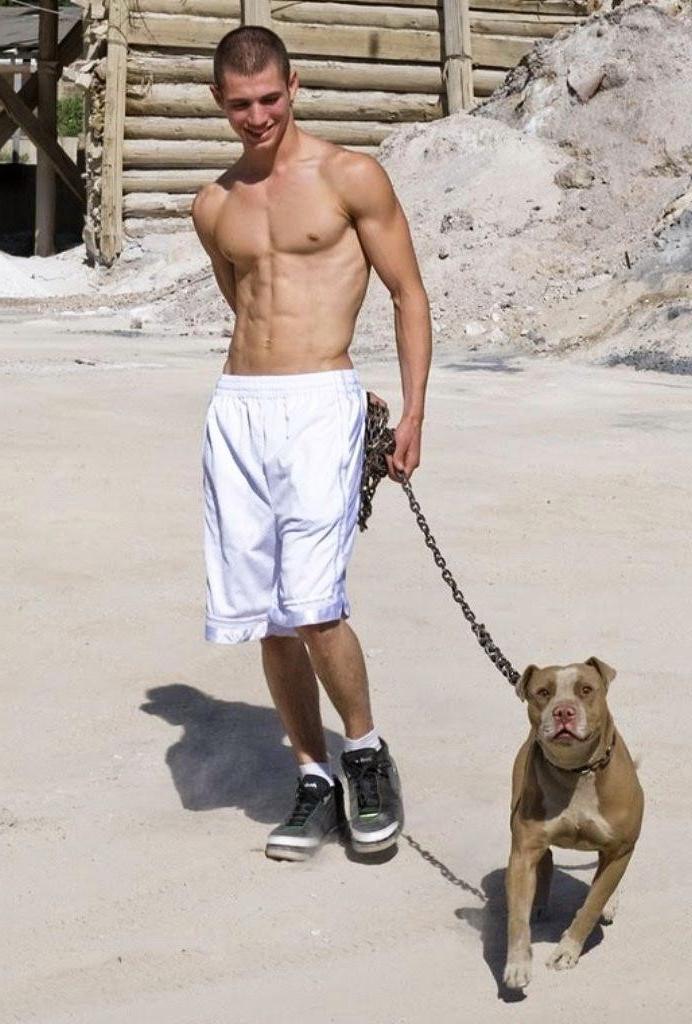 cute-young-teen-college-frat-boy-shirtless-walking-dog-pet-sun-sixpack-abs