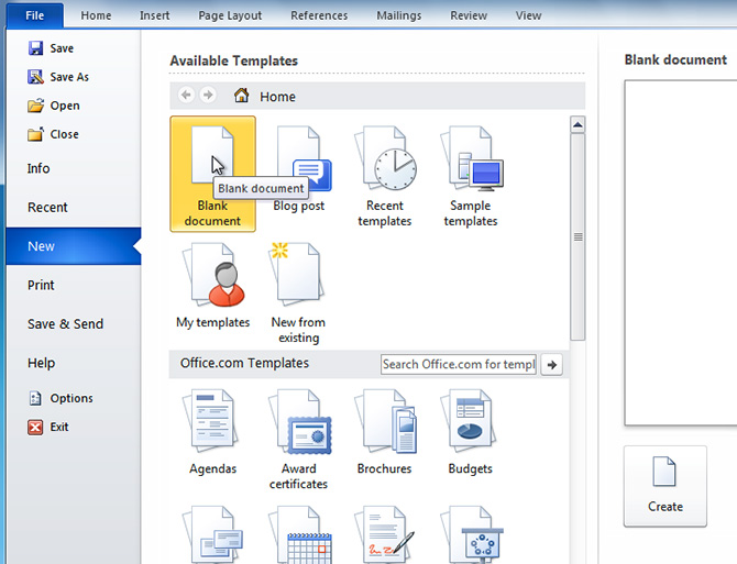 how to open new document in word from existing document