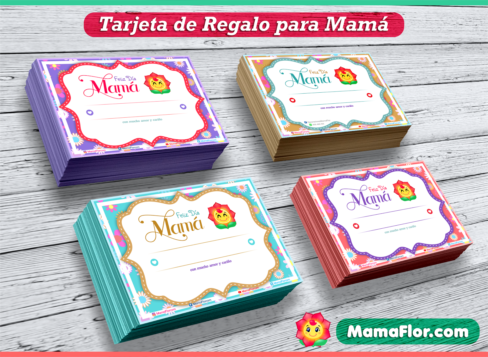 Lindas Tarjetas y Etiquetas de Regalo para Mamá - Manualidades MamaFlor