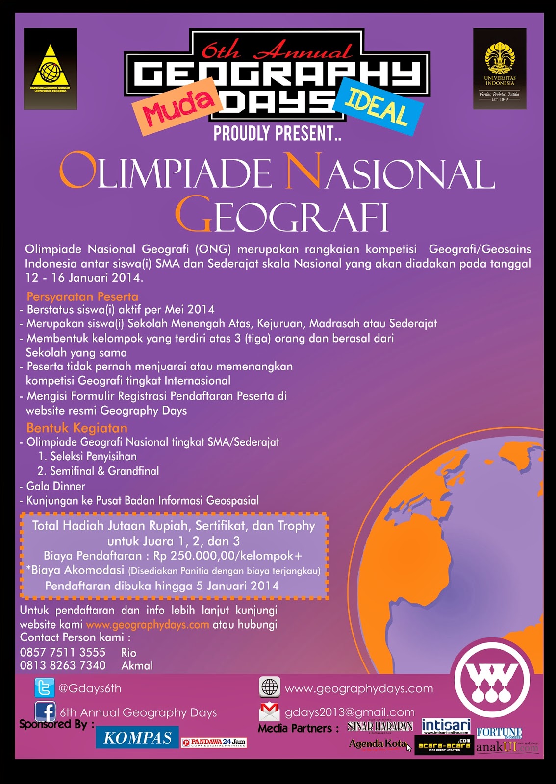 Olimpiade Nasional Geografi (ONG) ~ Geography Days 2013