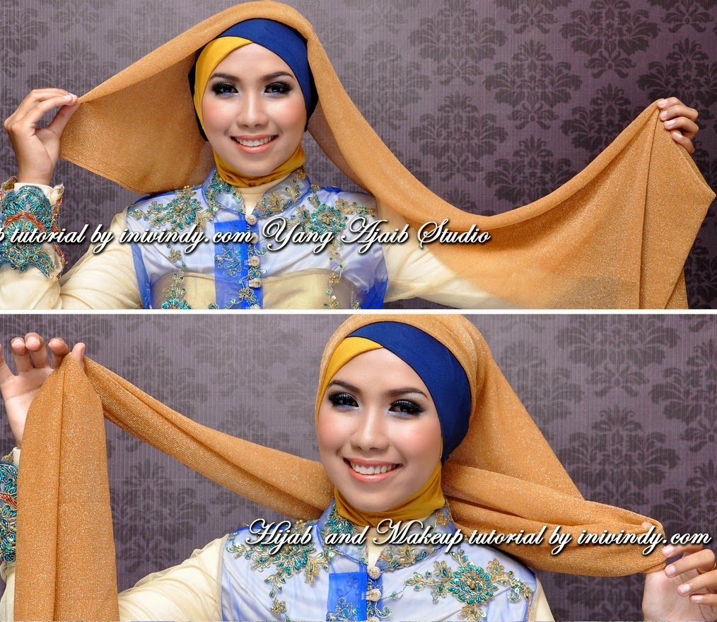 Jilbab Kebaya Wisuda Dua Warna Dengan Kreasi Jilbab Pashmina Glitter
