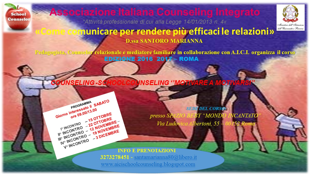 FORMAZIONE INSEGNANTI Counseling Scolastico A.I.C.I schoolcounseling
