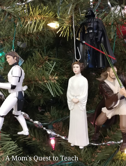 Star Wars Christmas Ornaments; Han Solo, Leia, Darth Vader, Qin-Gon Jinn