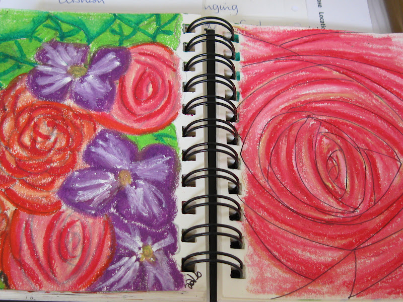 Indigo Blue Sketchbook Pages Oil Pastels