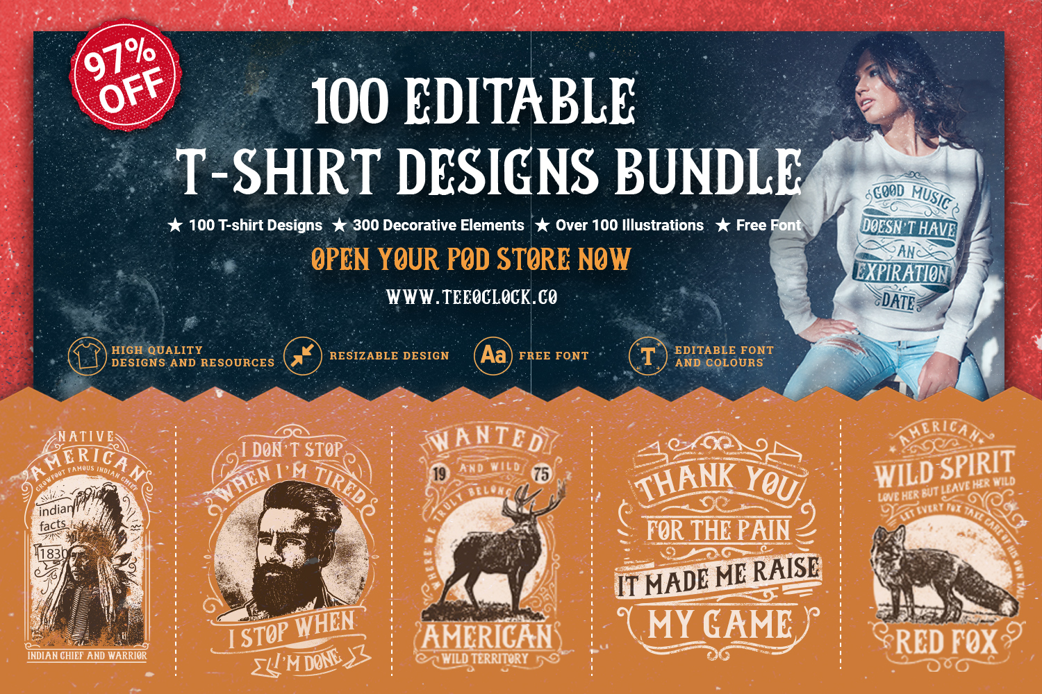 100 Editable T-Shirt Designs