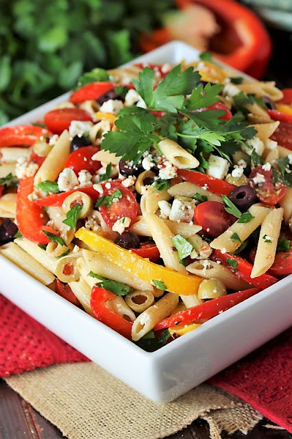 Easy Pepper & Olive Pasta Toss with Feta Crumbles Image