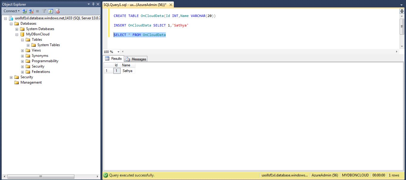 All about SQLServer Microsoft Azure Create SQL objects