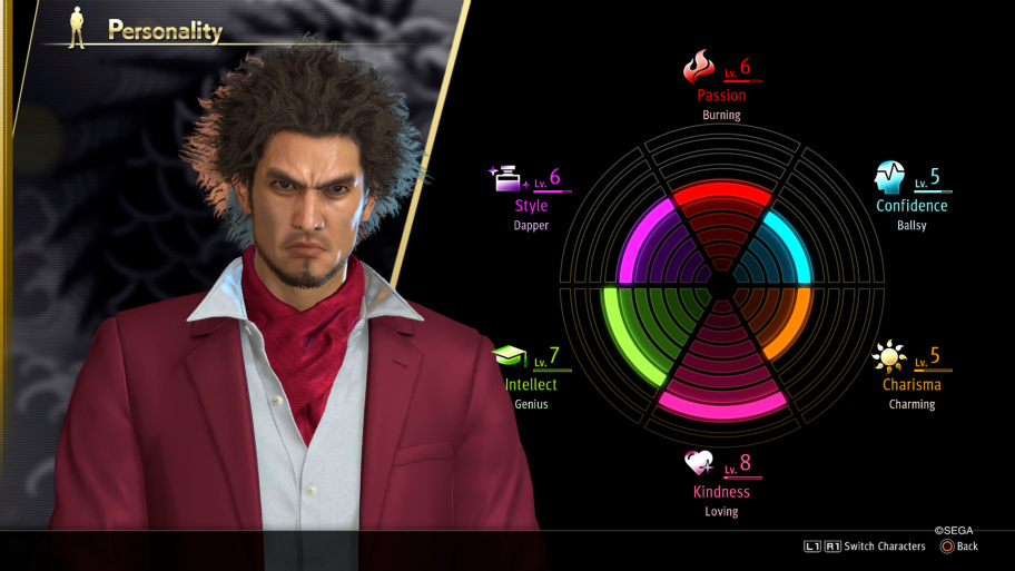 In addition to the standard characteristics, such as attack and defense, during the course of the story, Kasuga develops character traits: this strengthens individual techniques and increases resistance to various status effects. YAKUZA: LIKE A DRAGON: REVIEW