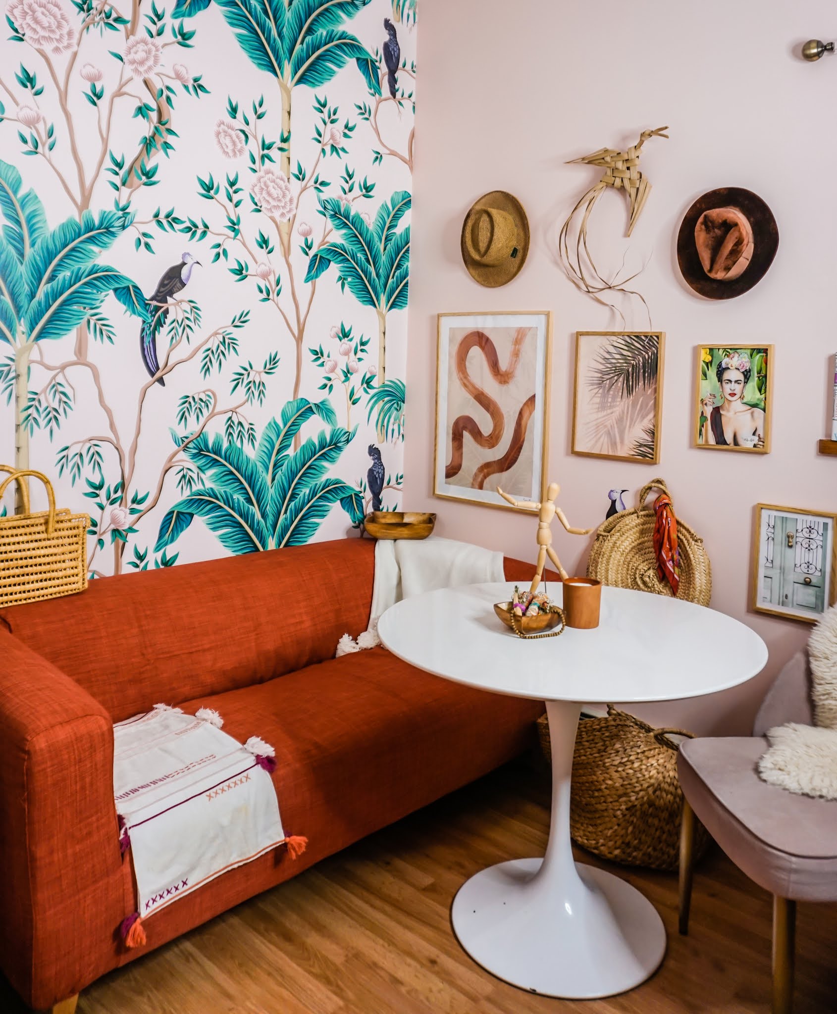 The Calming Light Pink Tropical Office Space You Didn't Know You Needed