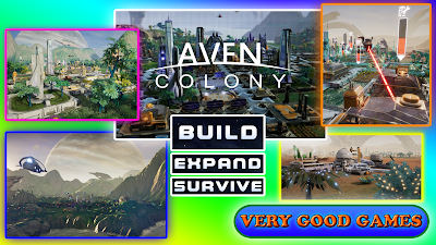 A banner for the review of Aven Colony - a city building game for PC, Xbox One, and PS4