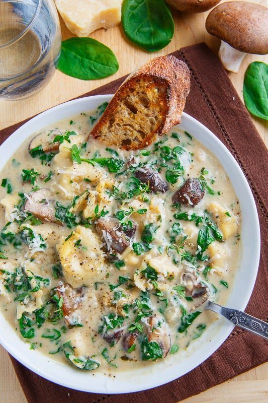 Creamy Parmesan Mushroom and Spinach Tortellini Soup Fish Food