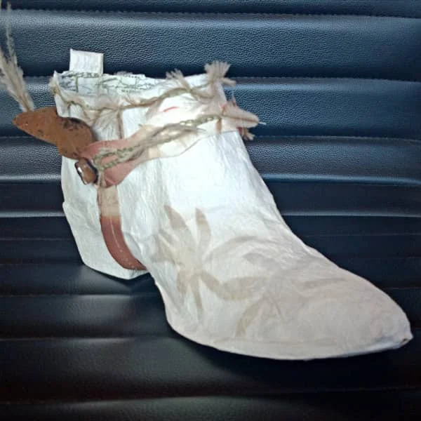 white tissue paper shoe