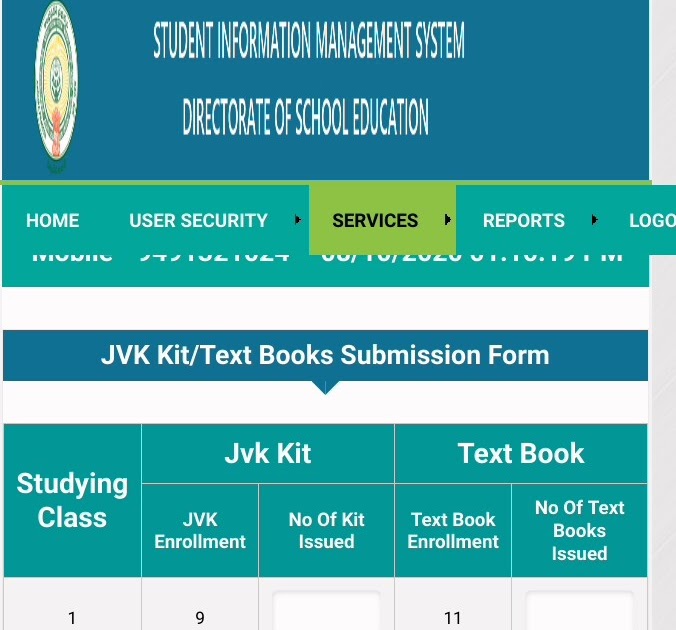 APTF VIZAG JVK Kit Distribution option was enabled in Child Info website