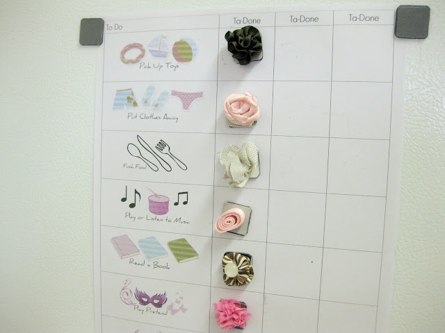 diy flower magnets on chore chart