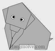 Bước 14: Vẽ mắt để hoàn thành cách xếp con voi bằng giấy theo phong cách origami nghệ thuật.