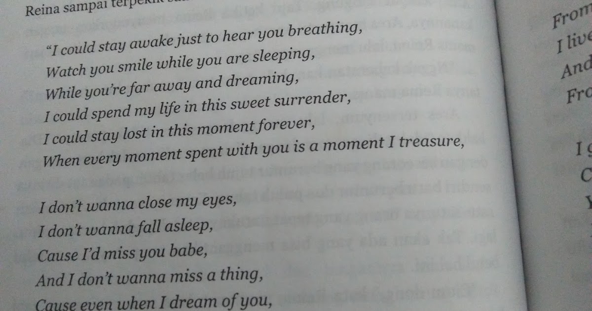 Enjoy My Blog Ulasan Lagu I Don T Wanna Miss A Thing Aerosmith Lying close to you feeling your heart beating and i'm. ulasan lagu i don t wanna miss a thing