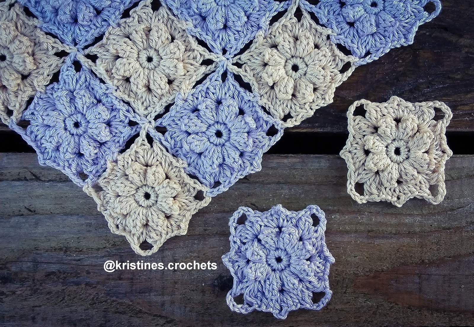 KristinesCrochets Popcorn Flower Square Motif Crochet Pattern