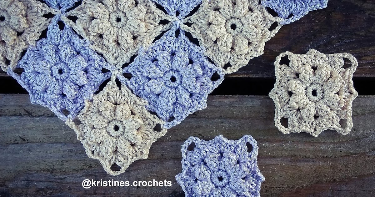 KristinesCrochets : Popcorn Flower Square Motif - Crochet Pattern