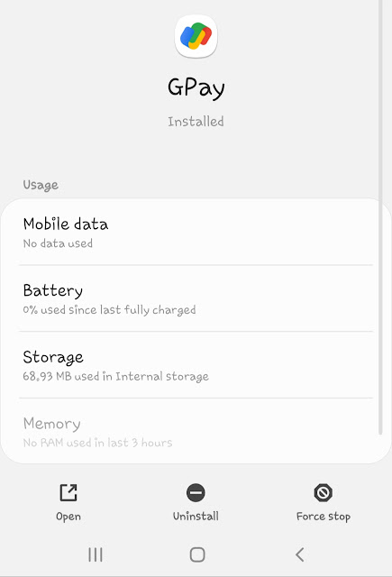 Force stop Google Pay app