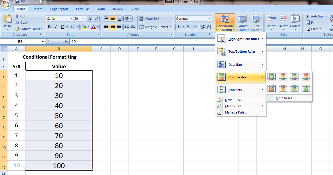 Online/Offline Earn Money With Easy Skills What is the colour scale in Excel?